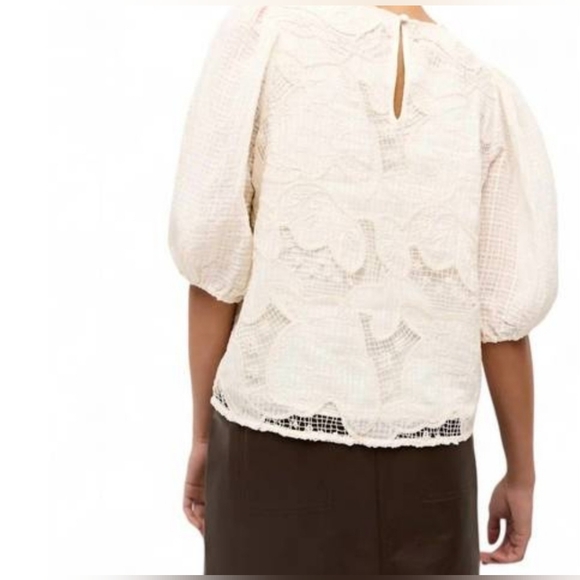 Marie Oliver Lace Vance Puff Sleeve Top Cream  Blouse - Picture 7 of 8